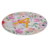 Blush roze paarse bloemen chic monogram snijplank (Hoek)