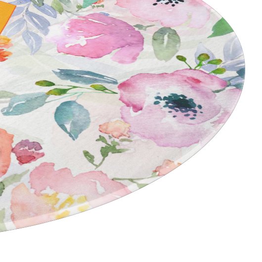 Blush roze paarse bloemen chic monogram snijplank (Hoek)