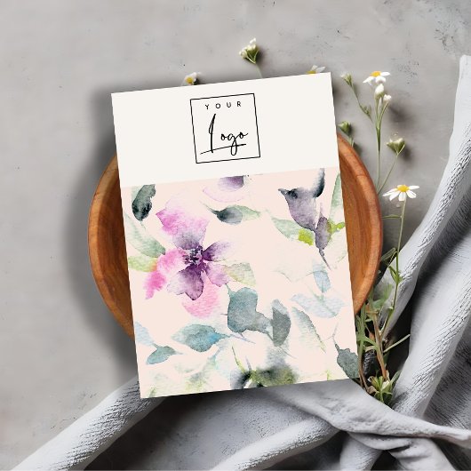 Blush Roze Paarse Bloemen Logo Blank Sieradenhoude Visitekaartje