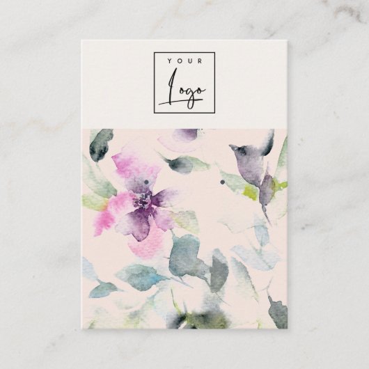 Blush Roze Paarse Bloemen Logo Oorbel Stud Houder Visitekaartje (Voorkant)