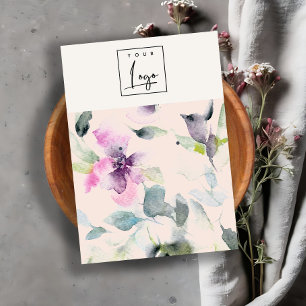 Blush Roze Paarse Bloemen Logo Oorbel Stud Houder Visitekaartje