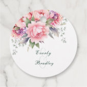 Blush Roze Paarse Bloemen Script Wedding Bedankt Bedankjes Labels (Achterkant)