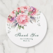 Blush Roze Paarse Bloemen Script Wedding Bedankt Bedankjes Labels (Voorkant)