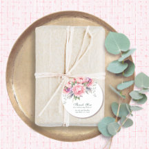 Blush Roze Paarse Bloemen Script Wedding Bedankt