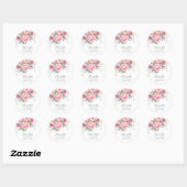 Blush Roze Paarse Bloemen Script Wedding Bedankt Ronde Sticker (Vel)