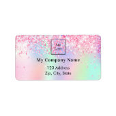 Blush roze paarse business logo return address etiket (Voorkant)