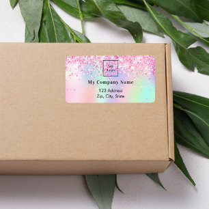 Blush roze paarse business logo return address etiket
