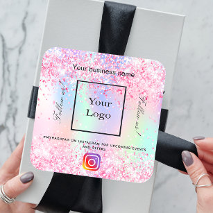 Blush roze paarse business logo salon Instagram Vierkante Sticker