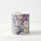 Blush Roze Paarse Floral Green Leaves Mok (Center)