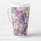 Blush Roze Paarse Floral Sage Green Leaves Latte Mok (Linkerhoek)