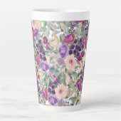 Blush Roze Paarse Floral Sage Green Leaves Latte Mok (Voorkant)