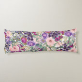 Blush Roze Paarse Floral Sage Green Leaves Lichaamskussen (Achterkant)