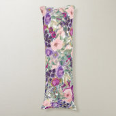 Blush Roze Paarse Floral Sage Green Leaves Lichaamskussen (Voorkant Verticaal)