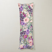 Blush Roze Paarse Floral Sage Green Leaves Lichaamskussen (Achterkant (Verticaal))