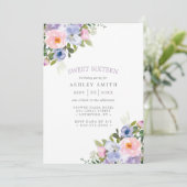 Blush Roze Paarse Floral Waterverf Sweet 16 Kaart (Staand voorkant)