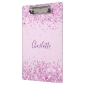 Blush roze paarse glitter name script klembord (Links)