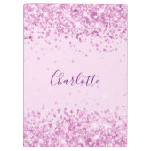 Blush roze paarse glitter name script klembord (Achterkant)