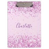 Blush roze paarse glitter name script klembord (Voorkant)
