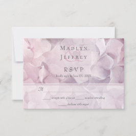 Blush Roze Paarse Hydrangea Bloemen Bruiloft RSVP Kaartje