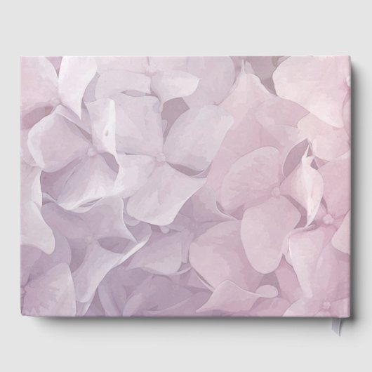 Blush Roze Paarse Hydrangea Zomer Bloemen Bruiloft Gastenboek (Achterkant)