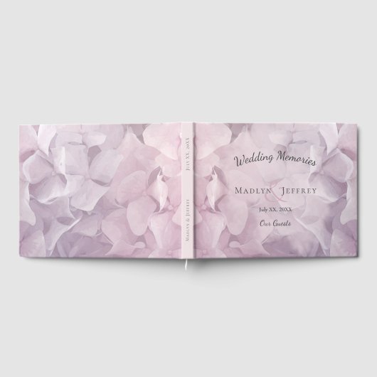 Blush Roze Paarse Hydrangea Zomer Bloemen Bruiloft Gastenboek (Volledig)