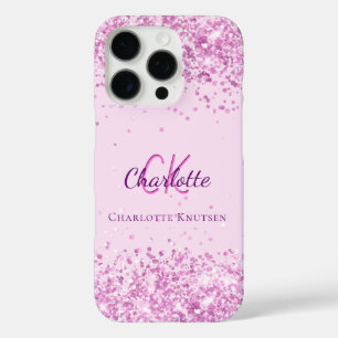 Blush roze paarse monogram naam iPhone 16 pro hoesje