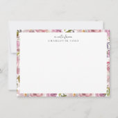 Blush Roze Paarse Pioen Roos Girly Bloemen Lijst Notitiekaartje (Voorkant)