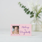 Blush Roze Paarse Script Foto Make-up Visitekaartje (Staand voorkant)