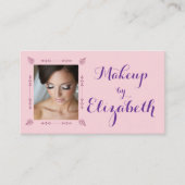 Blush Roze Paarse Script Foto Make-up Visitekaartje (Voorkant)