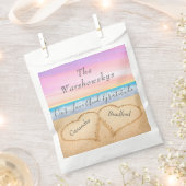 Blush Roze Paarse Strand Bruiloft 2 Harten in Zand Bedankzakje (Geknipt)