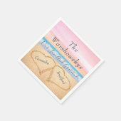 Blush Roze Paarse Strand Bruiloft 2 Harten in Zand Servet (Hoek)
