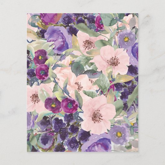 Blush Roze Paarse Waterverf Floral (Achterkant)