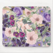 Blush Roze Paarse Waterverf Floral Muismat (Voorkant)