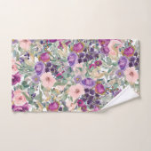 Blush Roze Paarse Waterverf Floral Sage Green Bad Handdoek (Handdoek)