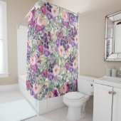 Blush Roze Paarse Waterverf Floral Sage Green Douchegordijn (In situ)