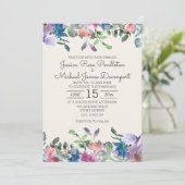 Blush Roze Paarse Waterverf Tuinbruiloft Kaart (Staand voorkant)