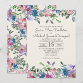 Blush Roze Paarse Waterverf Tuinbruiloft Kaart (Voorkant / Achterkant)