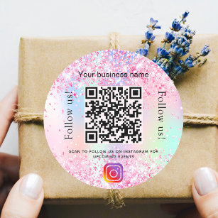 Blush roze paarse winkelsalon qr code Instagram Ronde Sticker