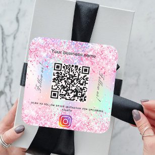 Blush roze paarse winkelsalon qr code Instagram Vierkante Sticker