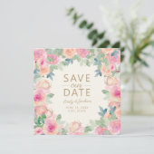 Blush Roze pagina Green Floral Greeneral Save Date Save The Date (Staand voorkant)