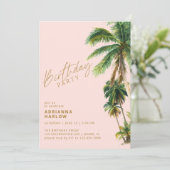 Blush roze palmbomen | Any Age Beach Verjaardag Kaart (Staand voorkant)