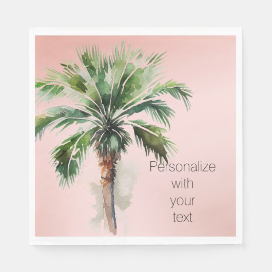 Blush roze palmstructuur op maat servet (Voorkant)