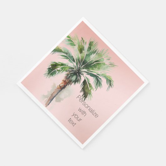 Blush roze palmstructuur op maat servet (Hoek)