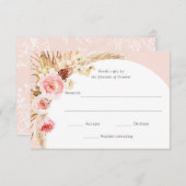 Blush Roze Pampas Grass Boho Bloemen Bruiloft RSVP (Voorkant / Achterkant)