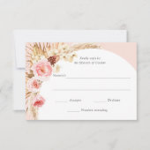 Blush Roze Pampas Grass Boho Bloemen Bruiloft RSVP Kaartje (Voorkant)