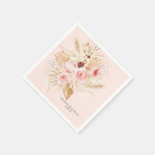 Blush roze Pampas Grass Boho Floral Baby shower Servet (Hoek)