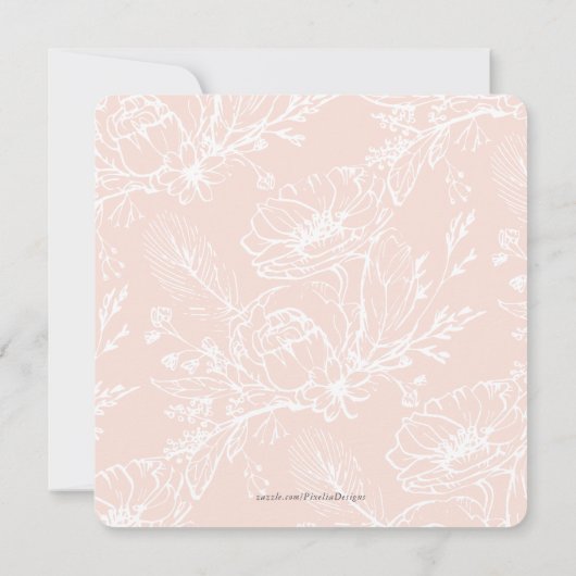 Blush roze Pampas Grass Boho Floral Square bruilof Kaart (Achterkant)