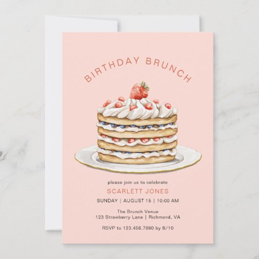 Blush roze pannenkoeken | Schattig meisje verjaard Kaart (Voorkant)