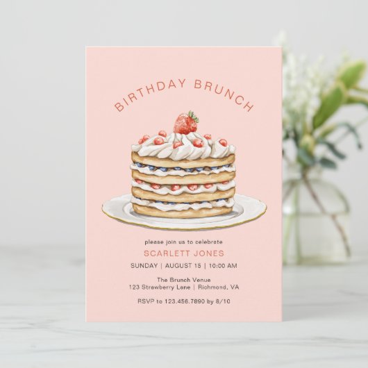 Blush roze pannenkoeken | Schattig meisje verjaard Kaart (Staand voorkant)