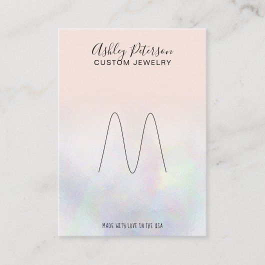 Blush roze parel parelmoer sieraden ring display visitekaartje (Voorkant)